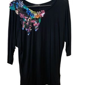 Forever21 Sequin Black Blouse